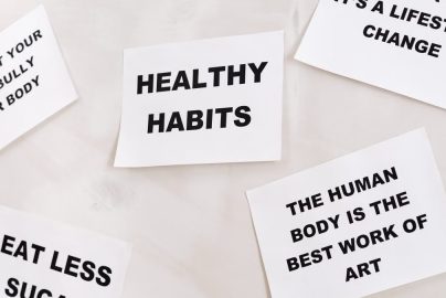 Motivational cards promoting healthy habits and positive thinking for lifestyle change.